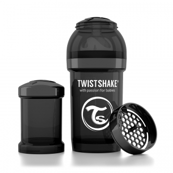 картинка Антиколиковая бутылочка Twistshake для кормления 180 мл. Чёрная (Superhero) интернет-магазин Мамам и Папам