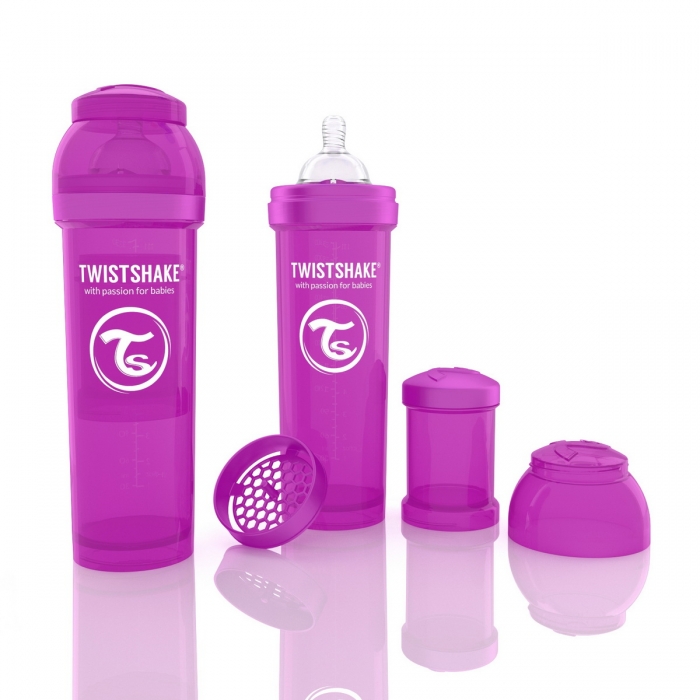 картинка Антиколиковая бутылочка Twistshake для кормления 330 мл. Фиолетовая интернет-магазин Мамам и Папам