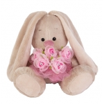 картинка Зайка Ми с букетом роз в сеточке (малыш) SidX-140 интернет-магазин Киндермир